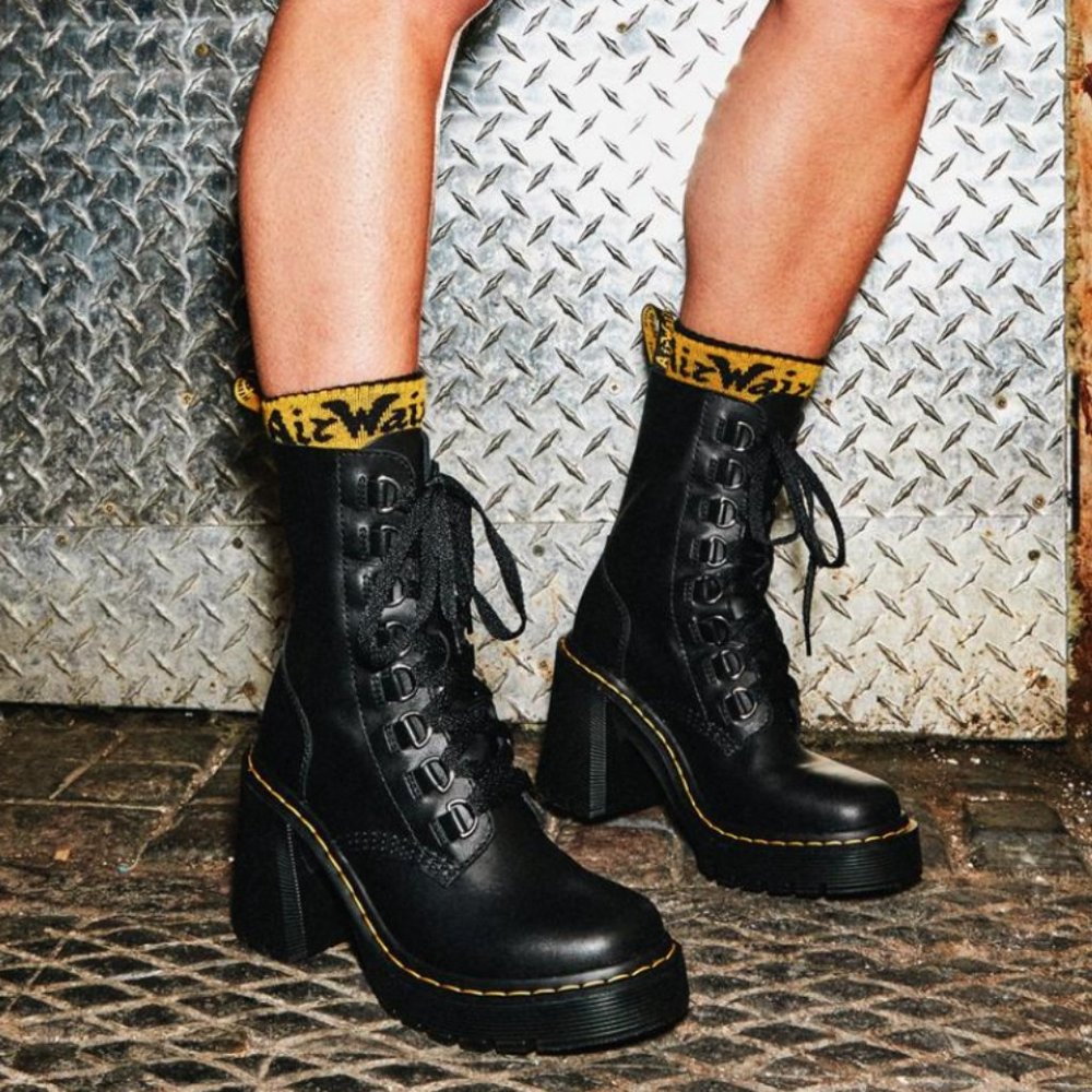 Dr. Martens Chesney Leather Flared Heel Lace Up Boots Fantastic Reviews - shed